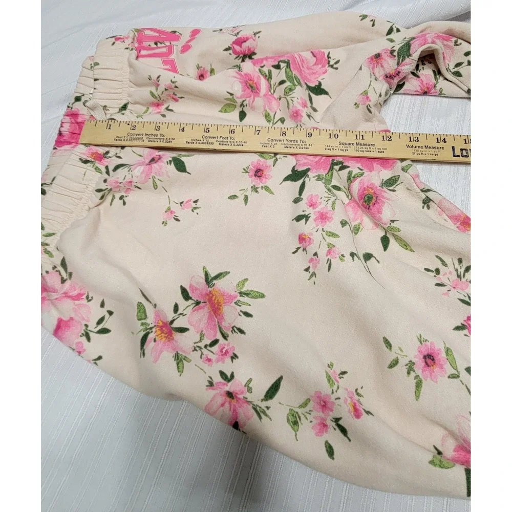 Pink Roses Sweatpants LOVE Pink Roses Joggers Girls Size 16 The Childrens Place